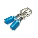 Ohrring 925 Silber Acryl Perle / Zylinder hellblau...