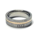 Ring Edelstahl + 585 Gold Rotgold Inlay Brillanten 0,03ct...