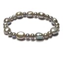 Zugarmband SWPerlen Naturform grau Perlenarmband 18-19cm