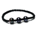 Zugarmband Onyx schwarz + Süßwasserzuchtperle...