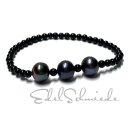 Zugarmband Onyx schwarz + Süßwasserzuchtperle...