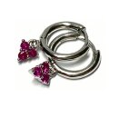 Ohrring 925/- Silber rhodiniert Zirkonia rot Pendel...