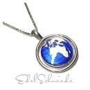 Anhänger Silber 925 rhodiniert Emaille blau Welt...