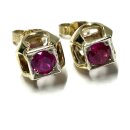 Ohrring 333 Gold Zirkonia rot rund facettiert Ohrstecker...
