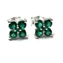 Ohrring 925/- Silber Zirkonia grün Ohrstecker Blüte