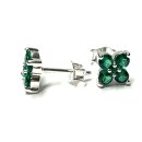 Ohrring 925/- Silber Zirkonia grün Ohrstecker Blüte
