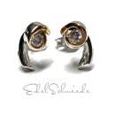 Ohrring 925 Silber rhodiniert bicolor rosévergoldet Zirkonia Ohrstecker