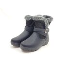 scandi Damen Stiefelette schwarz, kleiner Fellrand,...