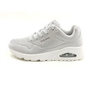 Skechers Damen Sneaker Schnürer silber, modische Laufsohle