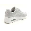 Skechers Damen Sneaker Schnürer silber, modische Laufsohle