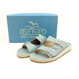 FlyFlot Damen Pantolette mit Schnallen hellgrün