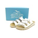 FlyFlot Damen Pantolette mit 3 Schnallen weiß