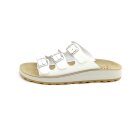 FlyFlot Damen Pantolette mit 3 Schnallen weiß