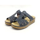 Rieker Damen Klett Pantolette dunkelblau mit Glitzer