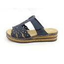 Rieker Damen Klett Pantolette dunkelblau mit Glitzer
