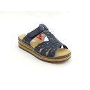 Rieker Damen Klett Pantolette dunkelblau mit Glitzer