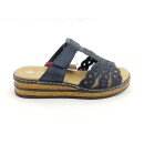 Rieker Damen Klett Pantolette dunkelblau mit Glitzer