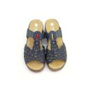 Rieker Damen Klett Pantolette dunkelblau mit Glitzer