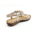 Rieker Damen Schlüpf Sandalette Blumen bestickt beige gold