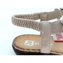 Rieker Damen Schlüpf Sandalette Blumen bestickt beige gold
