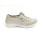 Rieker Damen Slipper mit Stretch Zierschnürung und Zierreißverschluss beige kombi