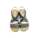 Rieker Damen Sandale blau-silber mit Klettverschluss, kleiner Keil