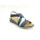 Rieker Damen Sandale blau-silber mit Klettverschluss, kleiner Keil