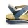 Rieker Damen Sandale blau-silber mit Klettverschluss, kleiner Keil