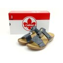 Rieker Damen Klett Pantolette blau-grau