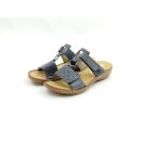 Rieker Damen Klett Pantolette blau-grau