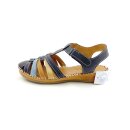 Cosmos Damen Sandale blau/braun zehengeschlossen mit Klettverschluss leichte Keilsohle
