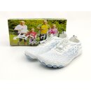 scandi Damen Sneaker Barfußschuh weiß/hellblau verstellbare elastische Schnürung