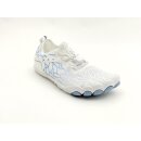 scandi Damen Sneaker Barfußschuh weiß/hellblau verstellbare elastische Schnürung