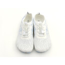 scandi Damen Sneaker Barfußschuh weiß/hellblau verstellbare elastische Schnürung