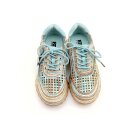 2Go Damen Schnürschuh durchlöchert hellblau bunt golden