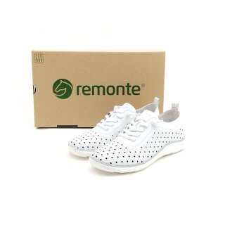 Remonte Damen Sneaker mit Stretchschnürung durchbrochen weiß
