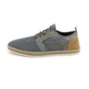 Rieker Herren Slipper Textil mit Zier Stretchschnürung durchbrochen grau