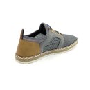 Rieker Herren Slipper Textil mit Zier Stretchschnürung durchbrochen grau