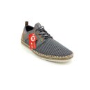 Rieker Herren Slipper Textil mit Zier Stretchschnürung durchbrochen grau