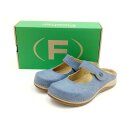 Fischer Damen Clog jeansblau mit Klettverschluss