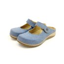 Fischer Damen Clog jeansblau mit Klettverschluss
