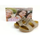 scandi Damen Klett Pantolette beige