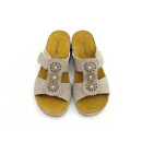 scandi Damen Klett Pantolette beige