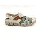 Rieker Damen sportliche Klett Sandale zehengeschlossen beige grün