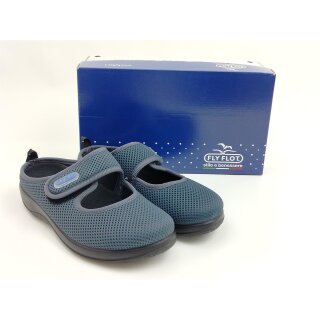 FlyFlot Damen Klett Pantoffel leicht Stretch grau