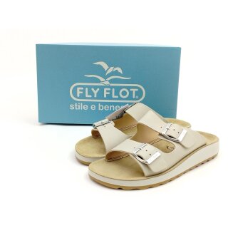 FlyFlot Damen Pantolette mit 2 Schnallen beige