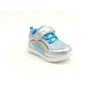 Richter Mädchen Klett Tex Halbschuh mit Stretch Zierschnürung blau silber