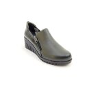 Gemini Damen Slipper Anilina dunkelgrün seitlicher Reißverschluss