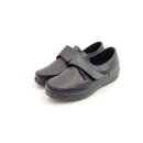 scandi Damen Klett Halbschuh schwarz mit Muster, leichtes Warmfutter