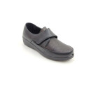 scandi Damen Klett Halbschuh schwarz mit Muster, leichtes Warmfutter
